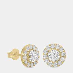 14K Yellow Gold Lab Grown Diamond Halo Earrings (2.00 Ct)