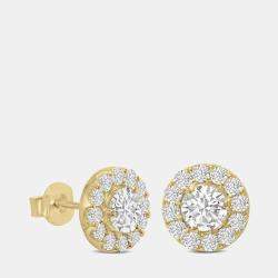 14K Yellow Gold Lab Grown Diamond Halo Earrings (3.00 Ct)