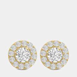 14K Yellow Gold Lab Grown Diamond Halo Earrings (3.00 Ct)