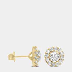 14K Yellow Gold Lab Grown Diamond Halo Earrings (3.00 Ct)