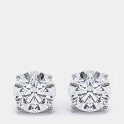 14K White Gold Lab Grown Diamond Screwback Earring Studs (5.00 ct)