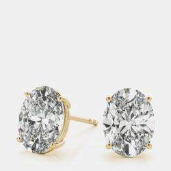 14K Yellow Gold Oval Shaped Lab Grown Diamond Earring Studs (3.00 Ct)