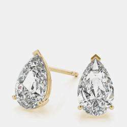 14K Yellow Gold Pear Shaped Lab Grown Diamond Earring Studs (3.00 Ct)