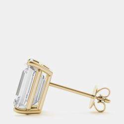 14K Yellow Gold Emerald Shaped Lab Grown Diamond Earring Studs (3.00 Ct)