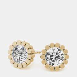 14K White Gold Lab Grown Diamond Flower Motif Earring Studs (3.00 Ct)