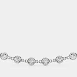 Pre Owned 14K Yellow and White Gold Lab Grown Diamond By the Yard Necklace with Paperclip Chain (2.00 Ct)