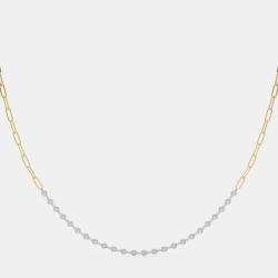 Pre Owned 14K Yellow and White Gold Lab Grown Diamond By the Yard Necklace with Paperclip Chain (2.00 Ct)