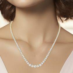 Pre Owned 14K Yellow Gold Lab Grown Diamond Graduated Necklace (20.00 Ct)