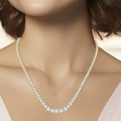 Pre Owned 14K Yellow Gold Lab Grown Diamond Graduated Necklace (35.00 ct)
