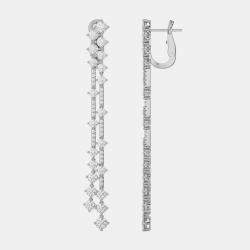 14k White Gold Double Row Dangle Lab Grown Diamond Earrings (6.25 Ct)