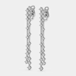 14k White Gold Double Row Dangle Lab Grown Diamond Earrings (6.25 Ct)