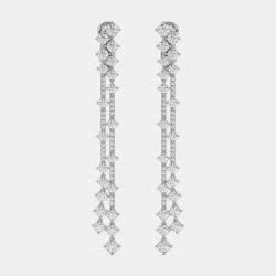 14k White Gold Double Row Dangle Lab Grown Diamond Earrings (6.25 Ct)