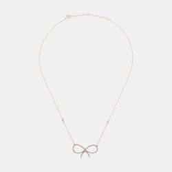 14K Yellow Gold Lab Grown Diamond Bow Necklace