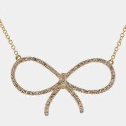 14K Yellow Gold Lab Grown Diamond Bow Necklace
