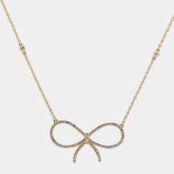 14K Yellow Gold Lab Grown Diamond Bow Necklace