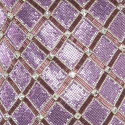 Pre Owned Farda Purple Metallic Embroidered Back Drape Detail Mini Dress XXS