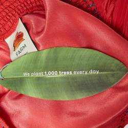 Pre Owned Farm Rio Red Floral Print Crepe Shirring One Shoulder Maxi Dress S