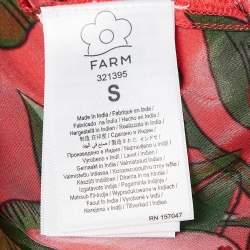 Pre Owned Farm Rio Red Floral Print Crepe Shirring One Shoulder Maxi Dress S