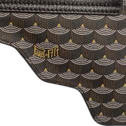 Pre Owned Faure Le Page Black/Brown Coated Canvas and Leather Pouch Keychain