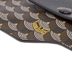 Pre Owned Faure Le Page Black/Brown Coated Canvas and Leather Pouch Keychain