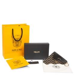 Pre Owned Faure Le Page Black/Brown Coated Canvas and Leather Pouch Keychain