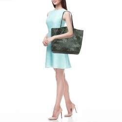 Pre Owned Faure Le Page Green Coated Canvas Daily Battle 35 Tote