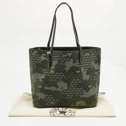 Pre Owned Faure Le Page Green Coated Canvas Daily Battle 35 Tote