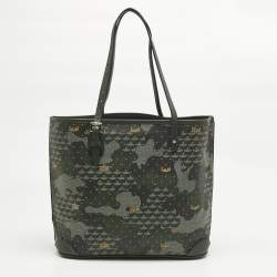 Pre Owned Faure Le Page Green Coated Canvas Daily Battle 35 Tote