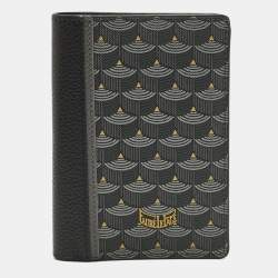 Pre Owned محفظة ثنائية الطي فاور لو باج قماش وكانفاس رمادي/أسود مقوى وجلد