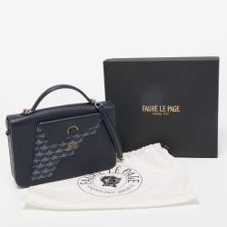 Faure Le Page Blue Leather Calibre 21 Top Handle Bag