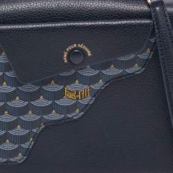 Faure Le Page Blue Leather Calibre 21 Top Handle Bag