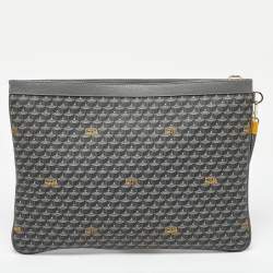 Pre Owned Faure Le Page Grey Coated Canvas and Leather Ecailles 41 Portfolio Bag