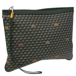 Pre Owned Faure Le Page Green Coated Canvas Ecailles 41 Portfolio Bag
