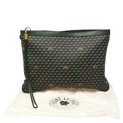 Pre Owned Faure Le Page Green Coated Canvas Ecailles 41 Portfolio Bag