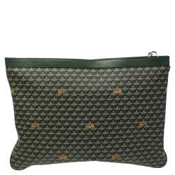 Pre Owned Faure Le Page Green Coated Canvas Ecailles 41 Portfolio Bag