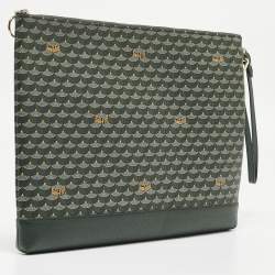Pre Owned Faure Le Page Green Coated Canvas Ecailles 41 Portfolio Bag