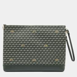 Pre Owned Faure Le Page Green Coated Canvas Ecailles 41 Portfolio Bag