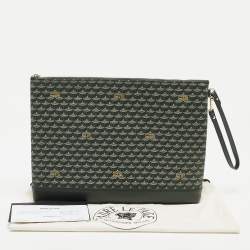 Pre Owned Faure Le Page Green Coated Canvas Ecailles 41 Portfolio Bag