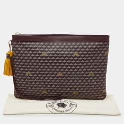 Faure Le Page Burgundy Coated Canvas and Leather Pochette Zip 41 Bag