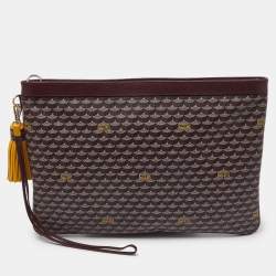 Faure Le Page Burgundy Coated Canvas and Leather Pochette Zip 41 Bag