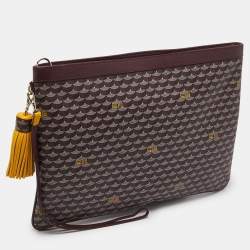 Faure Le Page Burgundy Coated Canvas and Leather Pochette Zip 41 Bag
