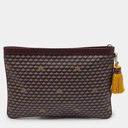 Faure Le Page Burgundy Coated Canvas and Leather Pochette Zip 41 Bag