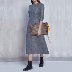 Faure Le Page Burgundy Coated Canvas and Leather Pochette Zip 41 Bag