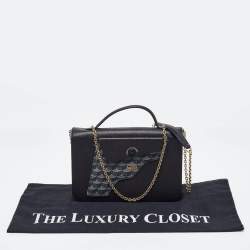 Faure Le Page Black Coated Canvas and Leather Calibre 21 Top Handle Bag