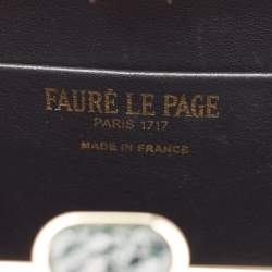Faure Le Page Green Coated Canvas and Croc Embossed Leather Chain Clutch
