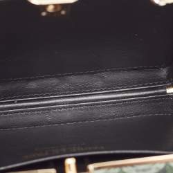 Faure Le Page Green Coated Canvas and Croc Embossed Leather Chain Clutch