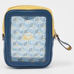 Faure Le Page Blue/Yellow Leather and PVC Phone Pouch Crossbody Bag