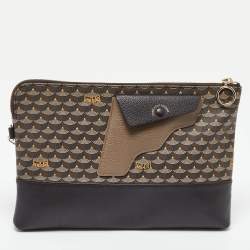 Pre Owned Faure Le Page Multicolor Coated Canvas and Leather Wristlet Pouch