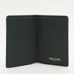 Faure Le Page Green Coated Canvas and Leather Bifold Card Case