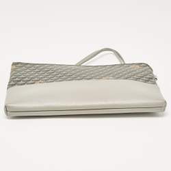 Faure Le Page Grey Coated Canvas and Leather Wristlet Pouch